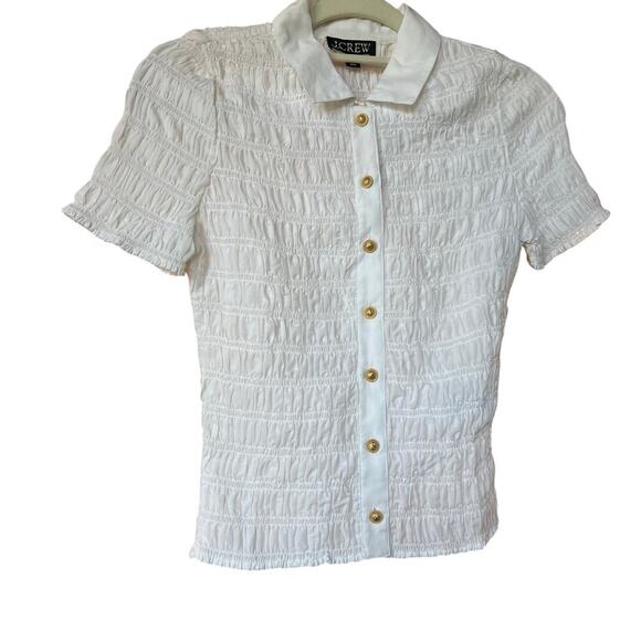 J. Crew Smocked button-up shirt in cotton-blend voile NWT - Picture 2 of 6
